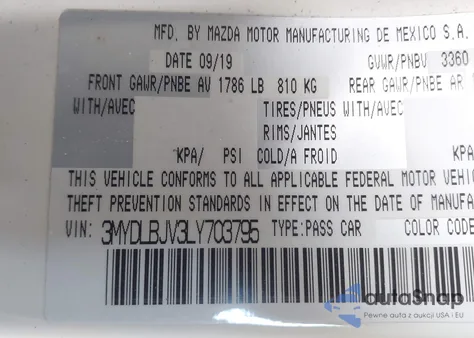 2020 Toyota Yaris Le from USA, damaged, VIN 3MYDLBJV3LY703795